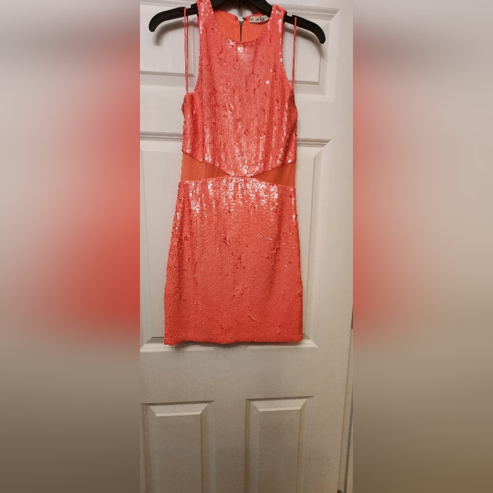 Alice + Olivia Cara Sequin Mesh Cut Out Mini Dress - Picture 4 of 14